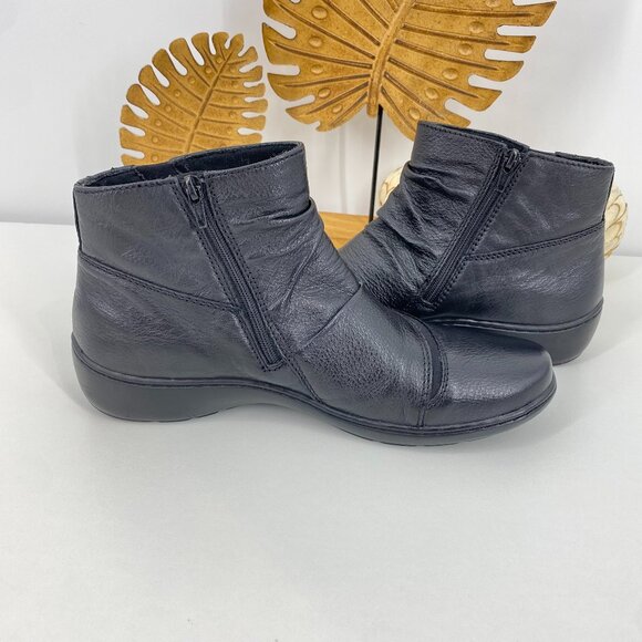 Clarks Cora Derby Leather ankle Black Ankle Boots SZ 10 - Picture 5 of 9